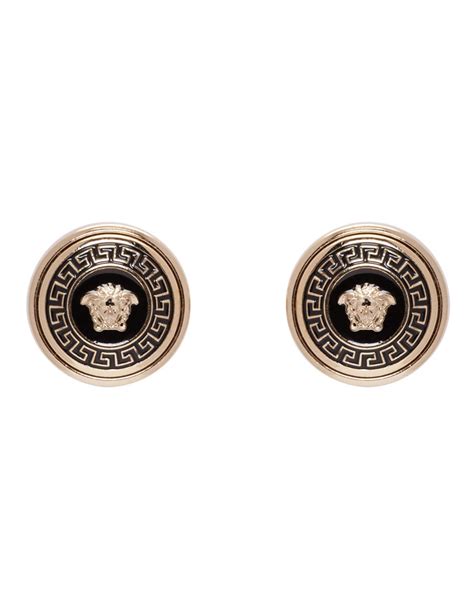 versace gold medusa head earrings|versace enamel earrings.